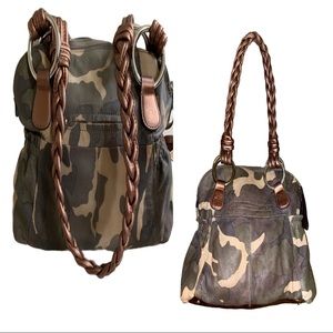 B MAKOWSKY EUC Camo designer leather shoulder bag camouflage purse